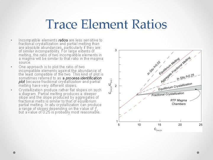 Trace Element Ratios • • • Incompatible elements ratios are less sensitive to fractional