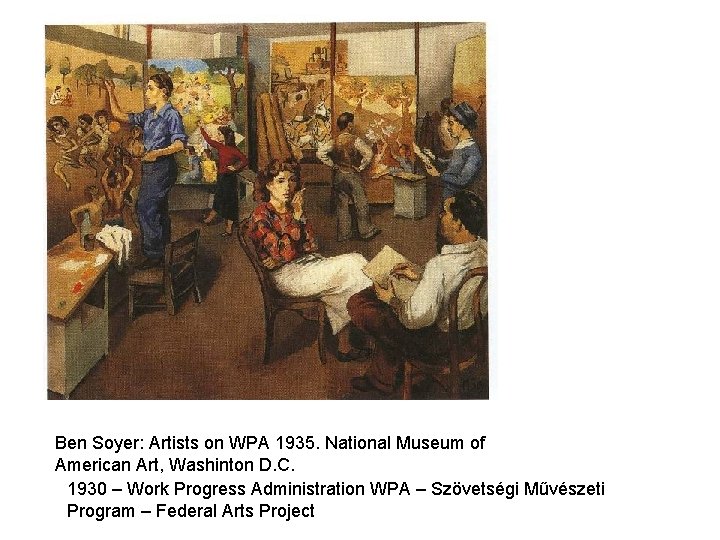 Ben Soyer: Artists on WPA 1935. National Museum of American Art, Washinton D. C.