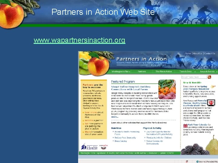 Partners in Action Web Site www. wapartnersinaction. org 