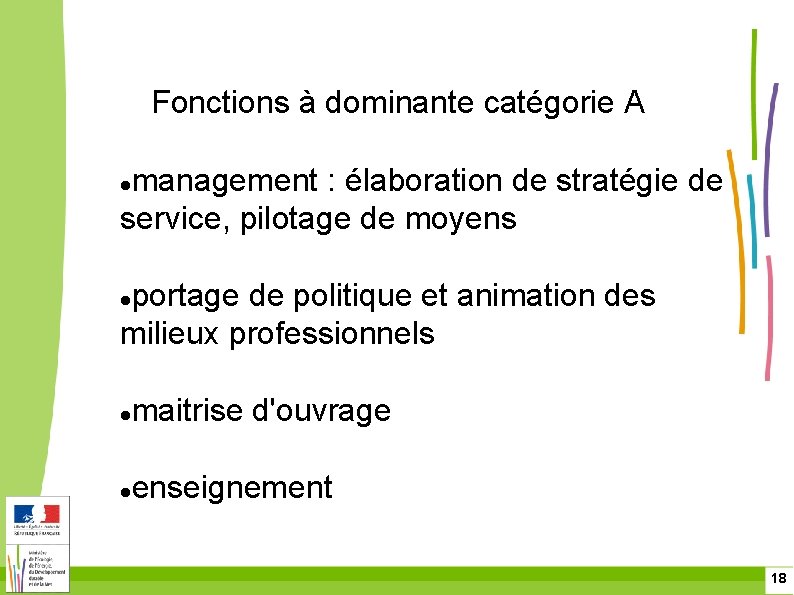 Fonctions à dominante catégorie A management : élaboration de stratégie de service, pilotage de