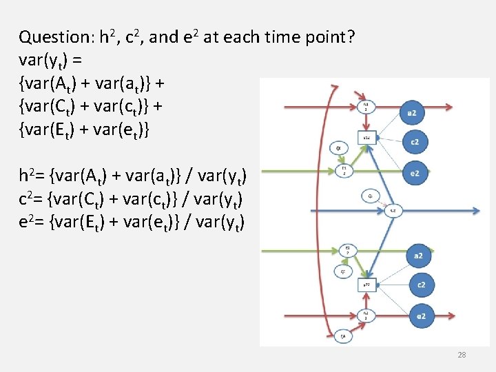 Question: h 2, c 2, and e 2 at each time point? var(yt) =