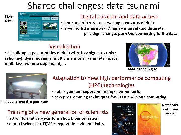 Shared challenges: data tsunami ESA’s G-POD Digital curation and data access • store, maintain
