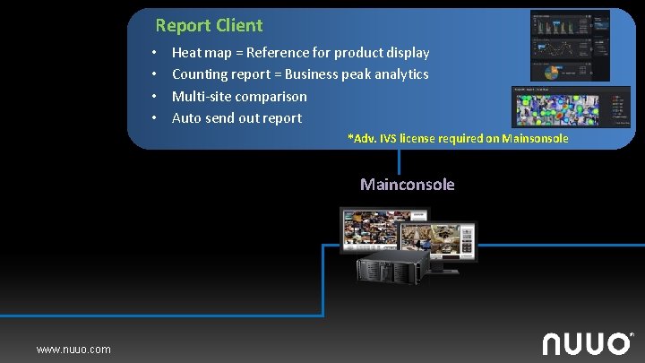 Report Client • • Heat map = Reference for product display Counting report =