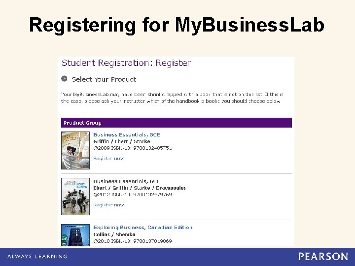 Registering for My. Business. Lab 