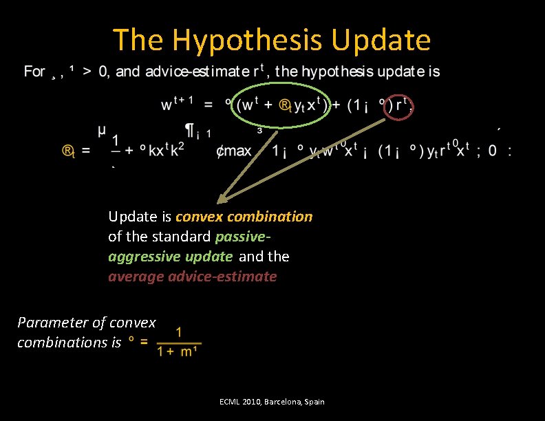 The Hypothesis Update is convex combination of the standard passiveaggressive update and the average