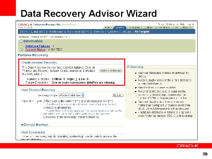 Data Recovery Advisor Wizard 39 