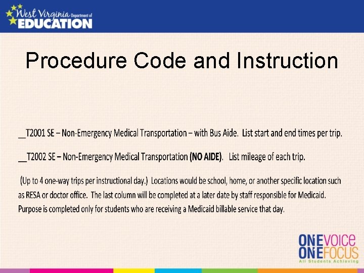 Procedure Code and Instruction 