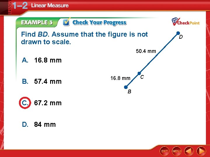 Find BD. Assume that the figure is not drawn to scale. 50. 4 mm
