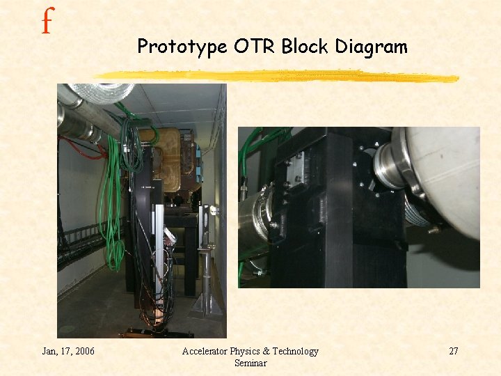 f Jan, 17, 2006 Prototype OTR Block Diagram Accelerator Physics & Technology Seminar 27