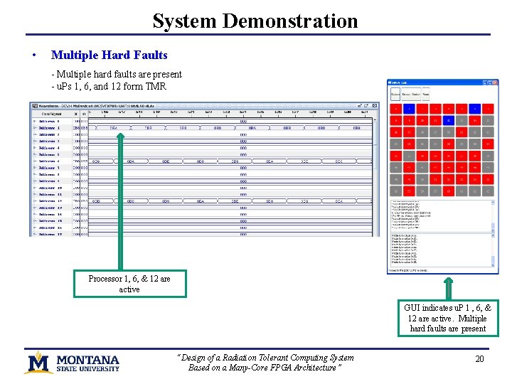 System Demonstration • Multiple Hard Faults - Multiple hard faults are present - u.