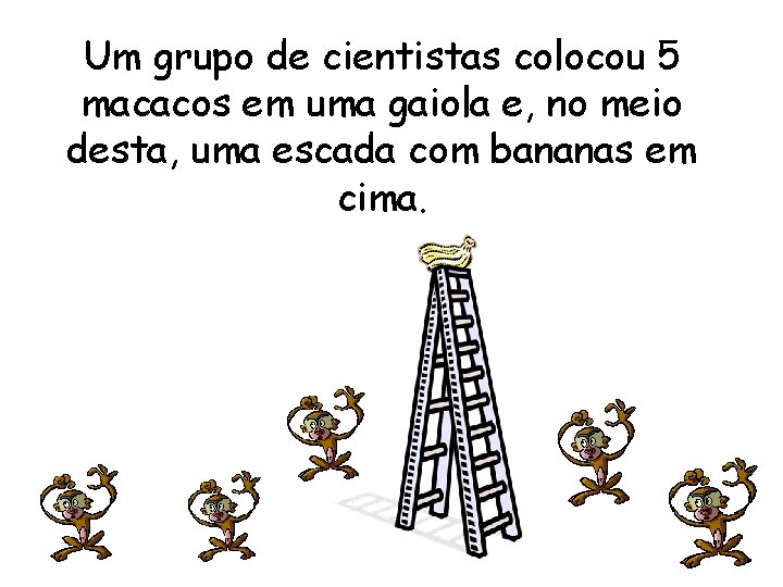 Um grupo de cientistas colocou 5 macacos em uma gaiola e, no meio desta,