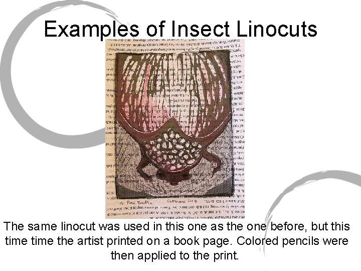 Examples of Insect Linocuts The same linocut was used in this one as the