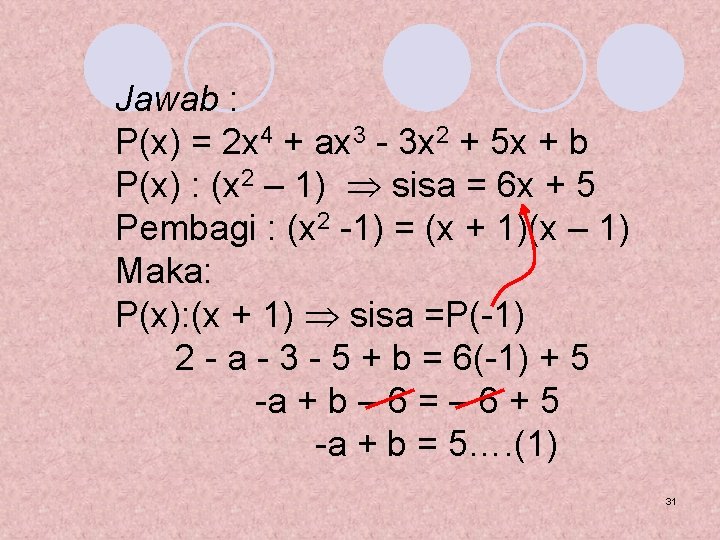 Jawab : P(x) = 2 x 4 + ax 3 - 3 x 2