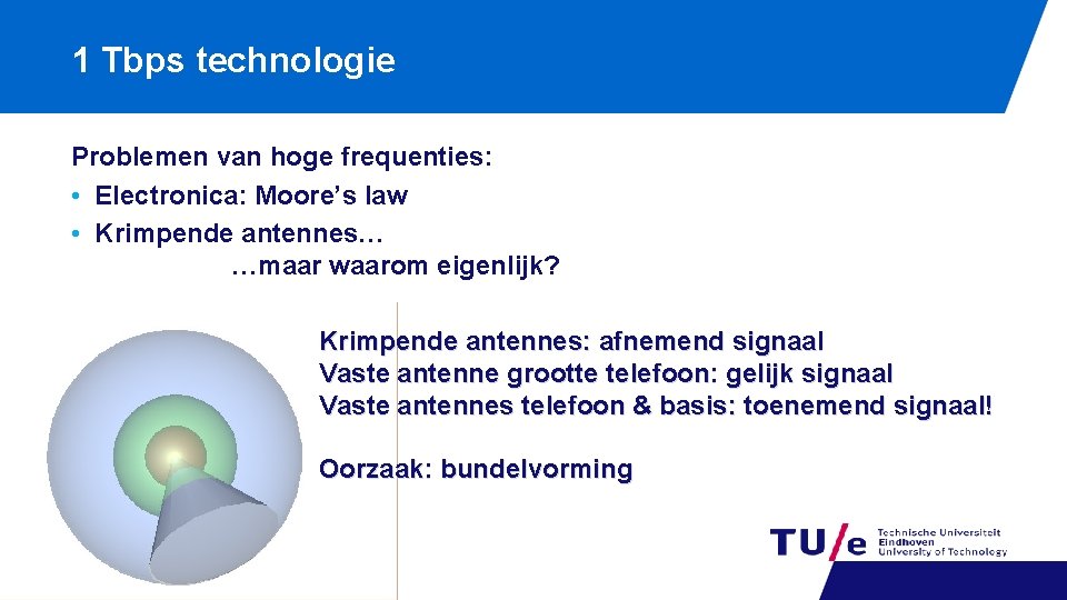 1 Tbps technologie Problemen van hoge frequenties: • Electronica: Moore’s law • Krimpende antennes…