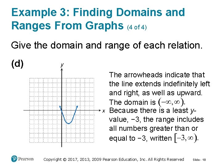 Example 3: Finding Domains and Ranges From Graphs (4 of 4) Give the domain