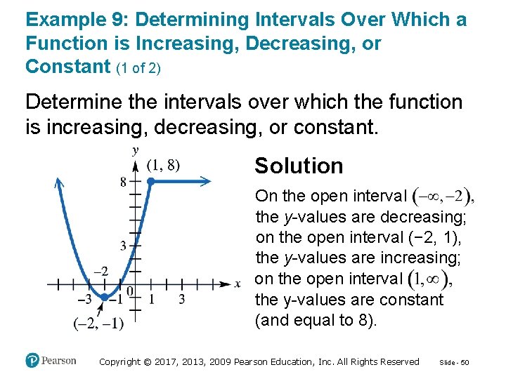 Example 9: Determining Intervals Over Which a Function is Increasing, Decreasing, or Constant (1