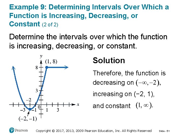 Example 9: Determining Intervals Over Which a Function is Increasing, Decreasing, or Constant (2