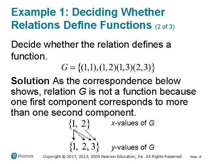Example 1: Deciding Whether Relations Define Functions (2 of 3) Decide whether the relation