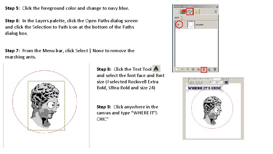 Step 5: Click the foreground color and change to navy blue. Step 6: In