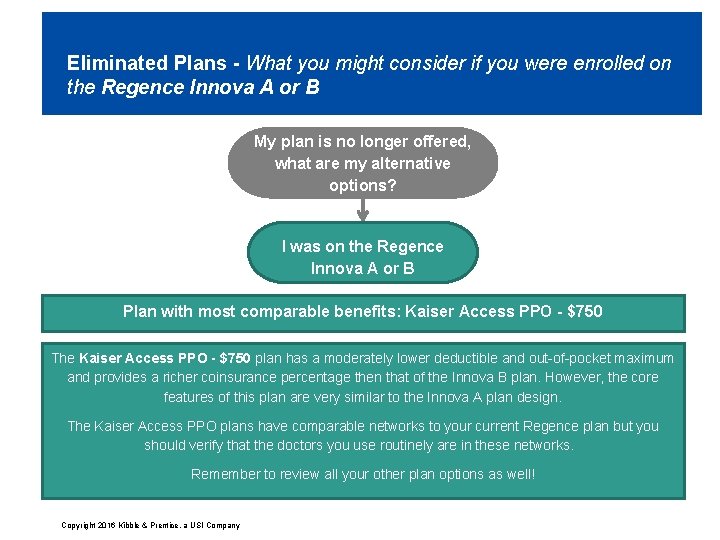 Eliminated Plans - What you might consider if you were enrolled on the Regence