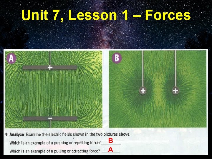 Unit 7, Lesson 1 – Forces B A 