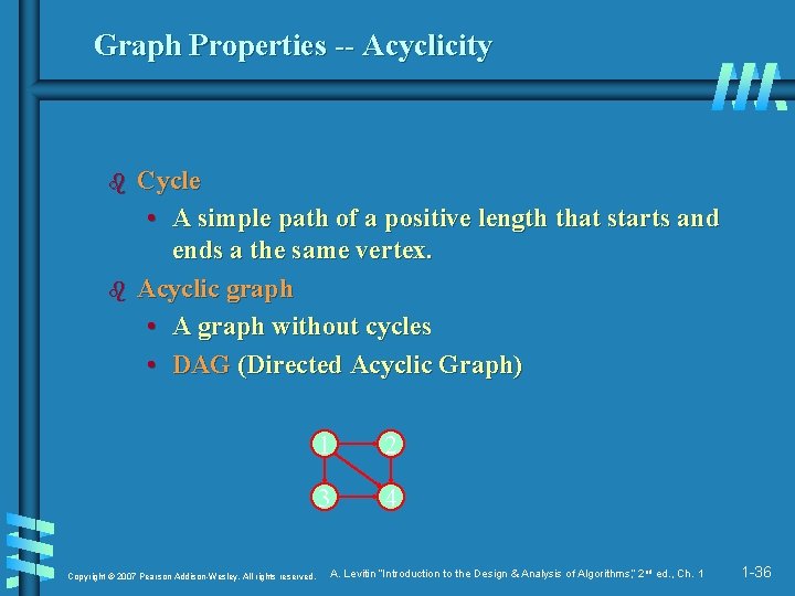 Graph Properties -- Acyclicity b b Cycle • A simple path of a positive