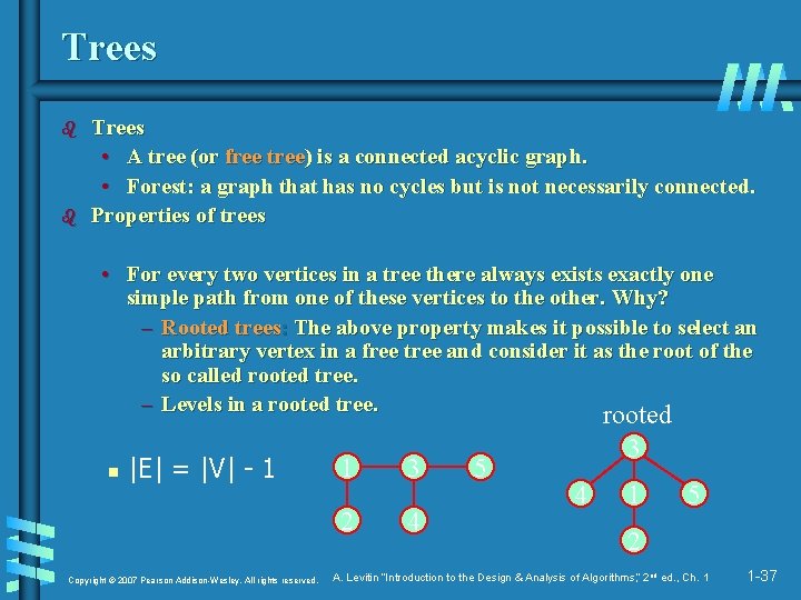 Trees b b Trees • A tree (or free tree) is a connected acyclic
