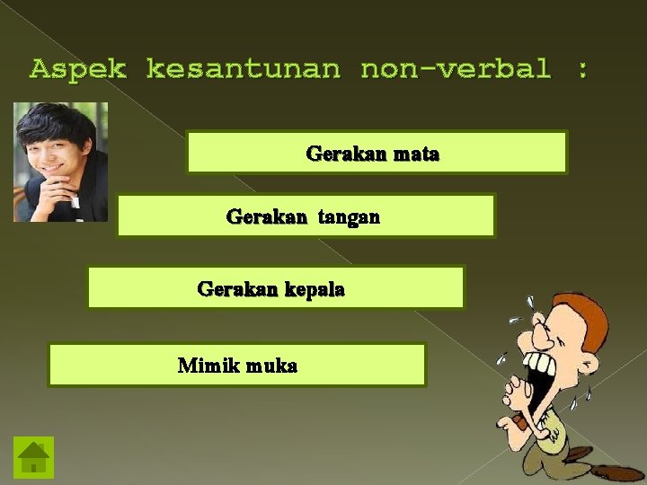 Aspek kesantunan non-verbal : Gerakan mata Gerakan tangan Gerakan kepala Mimik muka 