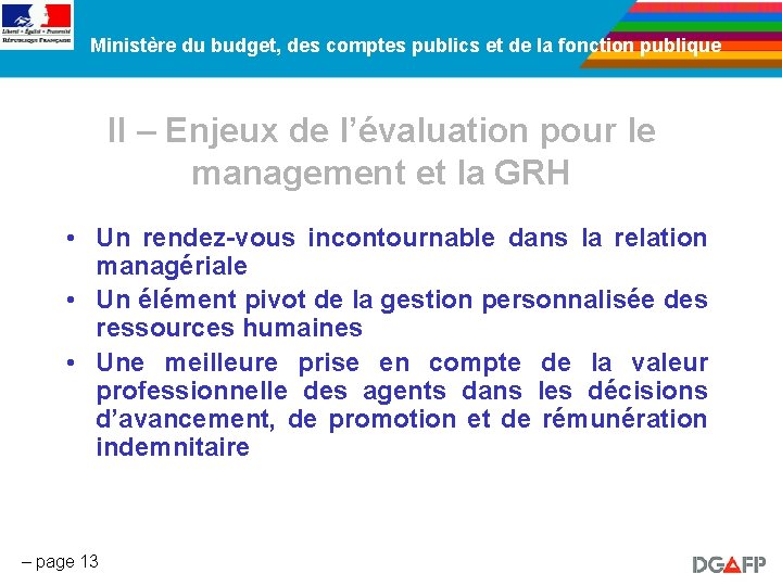 Ministère du budget, des comptes publics et de la fonction publique II – Enjeux