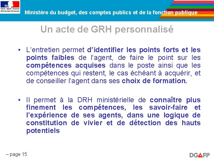 Ministère du budget, des comptes publics et de la fonction publique Un acte de