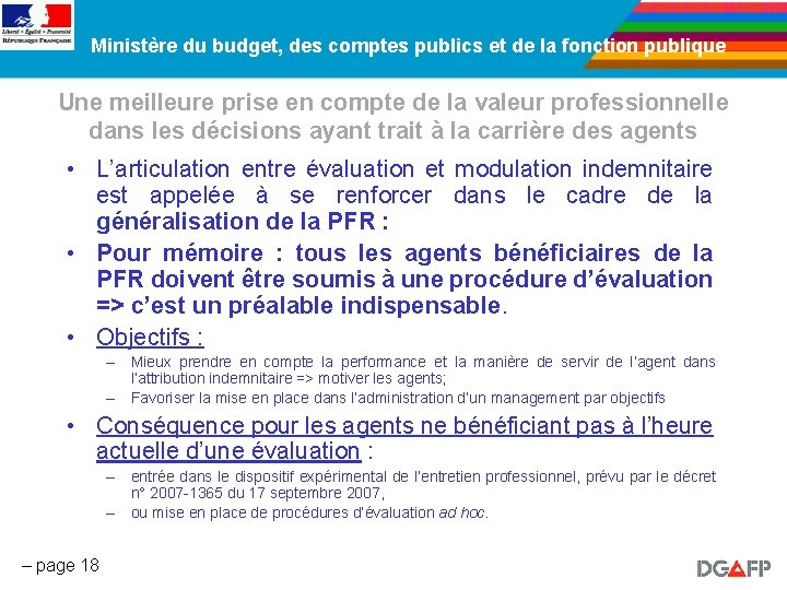 Ministère du budget, des comptes publics et de la fonction publique Une meilleure prise