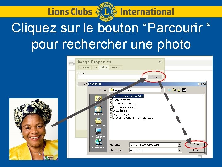 Cliquez sur le bouton “Parcourir “ pour recher une photo 