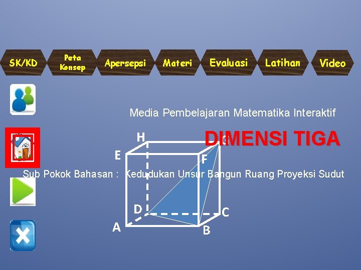 SK/KD Peta Konsep Apersepsi Evaluasi Materi Latihan Video Media Pembelajaran Matematika Interaktif H E