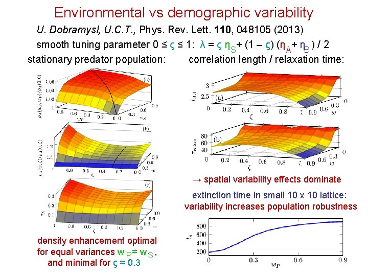 Environmental vs demographic variability U. Dobramysl, U. C. T. , Phys. Rev. Lett. 110,