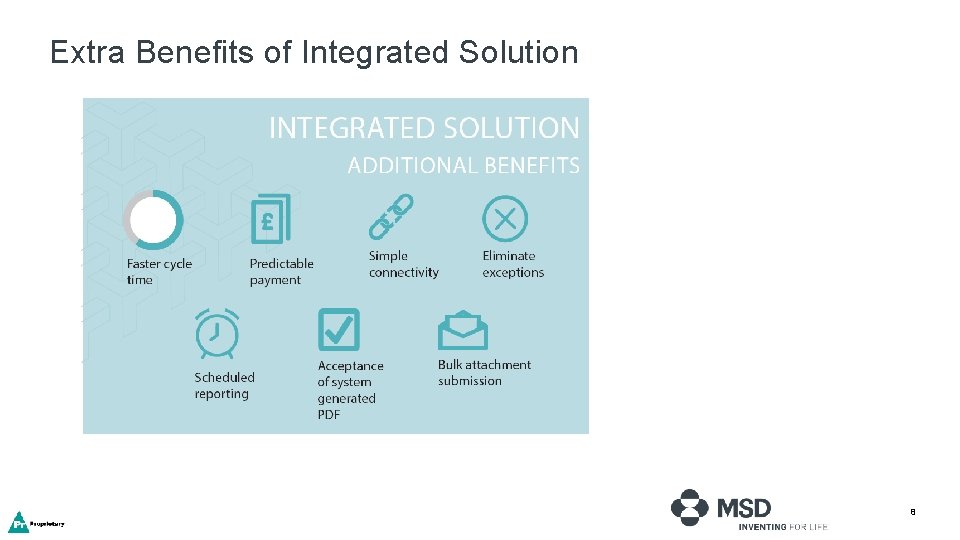 Extra Benefits of Integrated Solution 8 