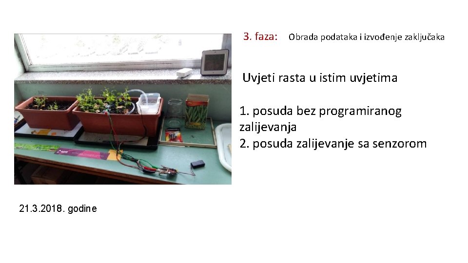 3. faza: Obrada podataka i izvođenje zaključaka Uvjeti rasta u istim uvjetima 1. posuda