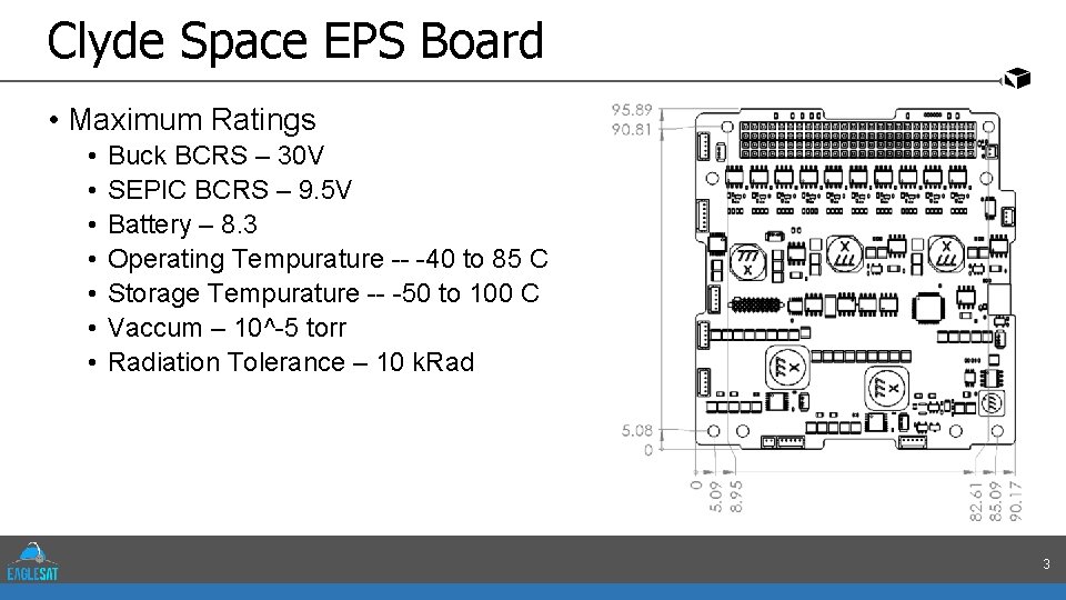 Clyde Space EPS Board • Maximum Ratings • • Buck BCRS – 30 V