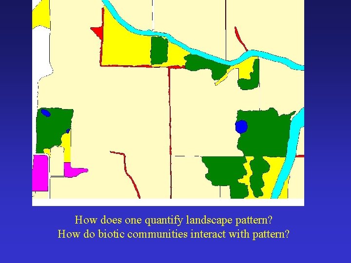How does one quantify landscape pattern? How do biotic communities interact with pattern? 
