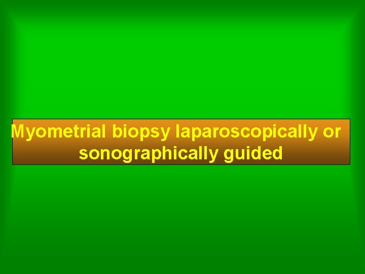 Myometrial biopsy laparoscopically or sonographically guided 