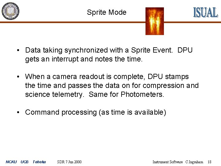 Sprite Mode • Data taking synchronized with a Sprite Event. DPU gets an interrupt