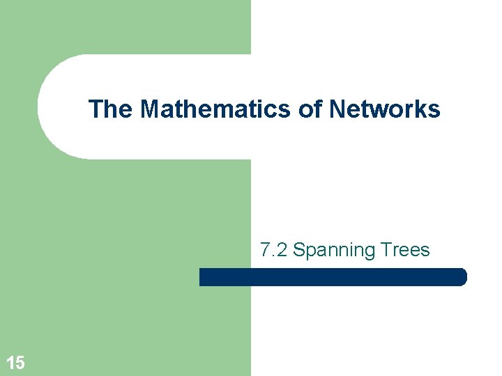 The Mathematics of Networks 7. 2 Spanning Trees 15 