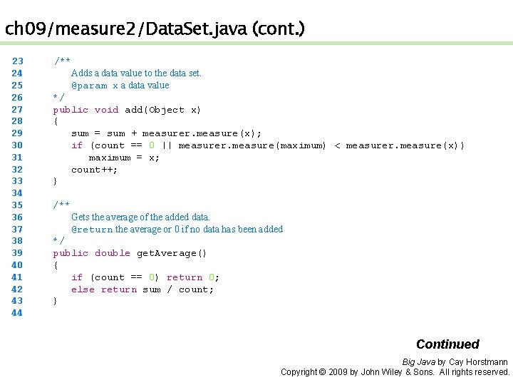ch 09/measure 2/Data. Set. java (cont. ) 23 24 25 26 27 28 29