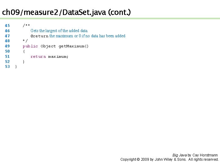 ch 09/measure 2/Data. Set. java (cont. ) 45 46 47 48 49 50 51