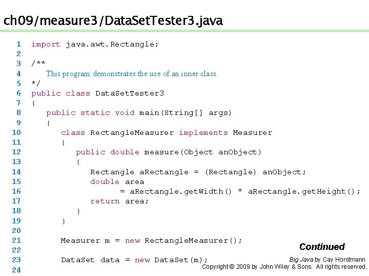 ch 09/measure 3/Data. Set. Tester 3. java 1 2 3 4 5 6 7