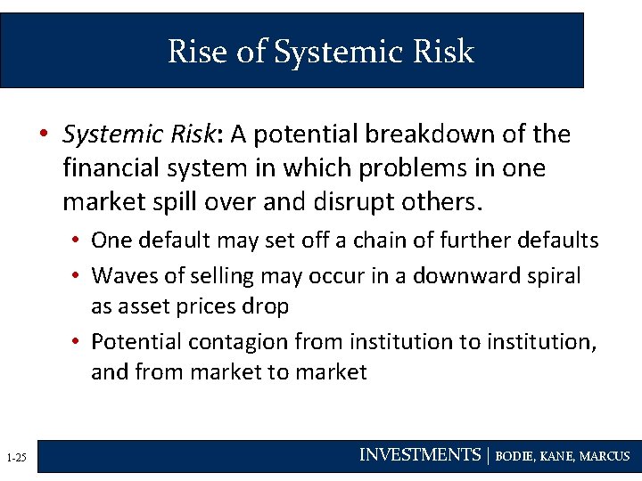 Rise of Systemic Risk • Systemic Risk: A potential breakdown of the financial system