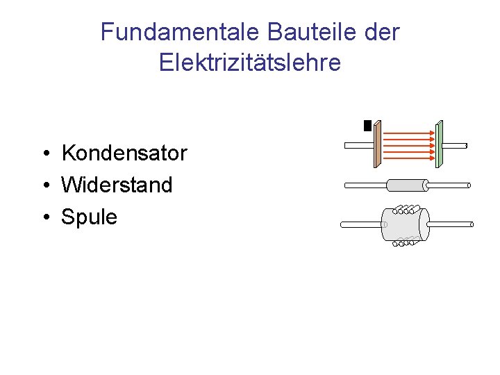 Fundamentale Bauteile der Elektrizitätslehre • Kondensator • Widerstand • Spule 