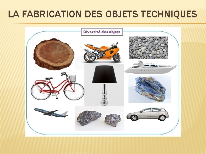 LA FABRICATION DES OBJETS TECHNIQUES 