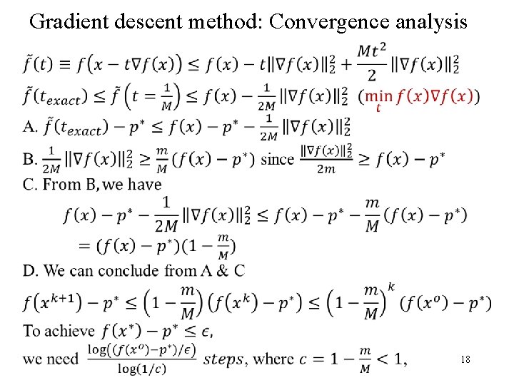 Gradient descent method: Convergence analysis 18 