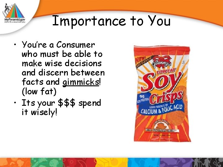 Importance to You • You’re a Consumer who must be able to make wise