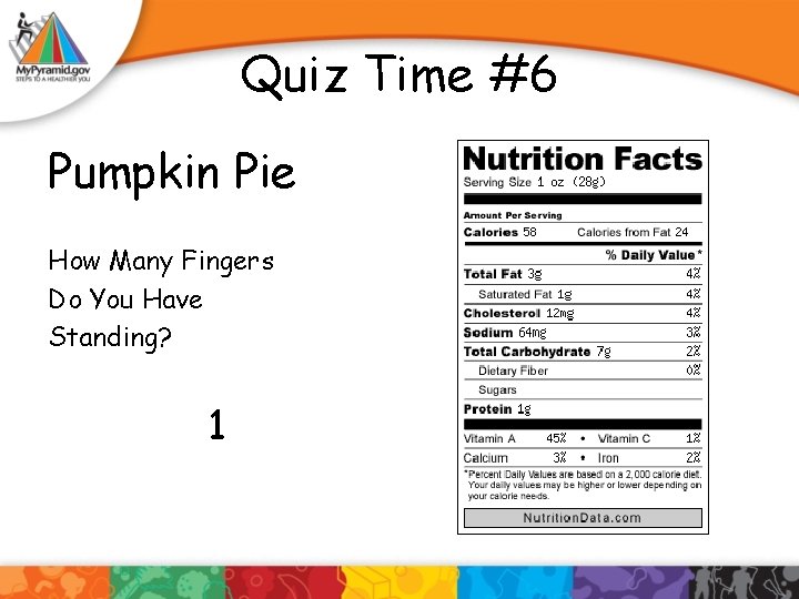 Quiz Time #6 Pumpkin Pie How Many Fingers Do You Have Standing? 1 